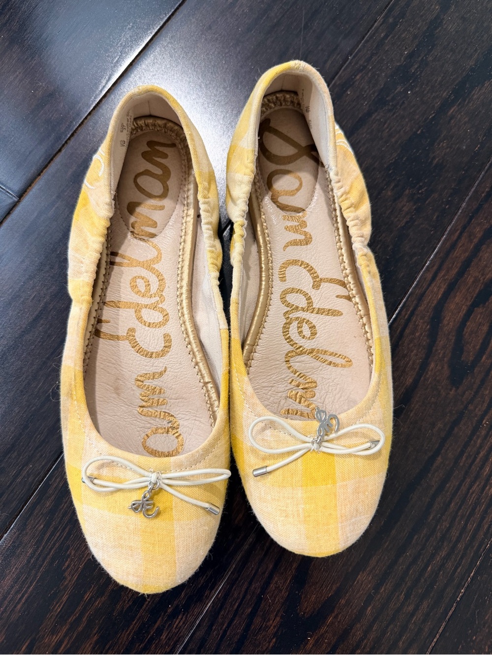 Sam Edelman Yellow Plaid Ballet Flats with Bow